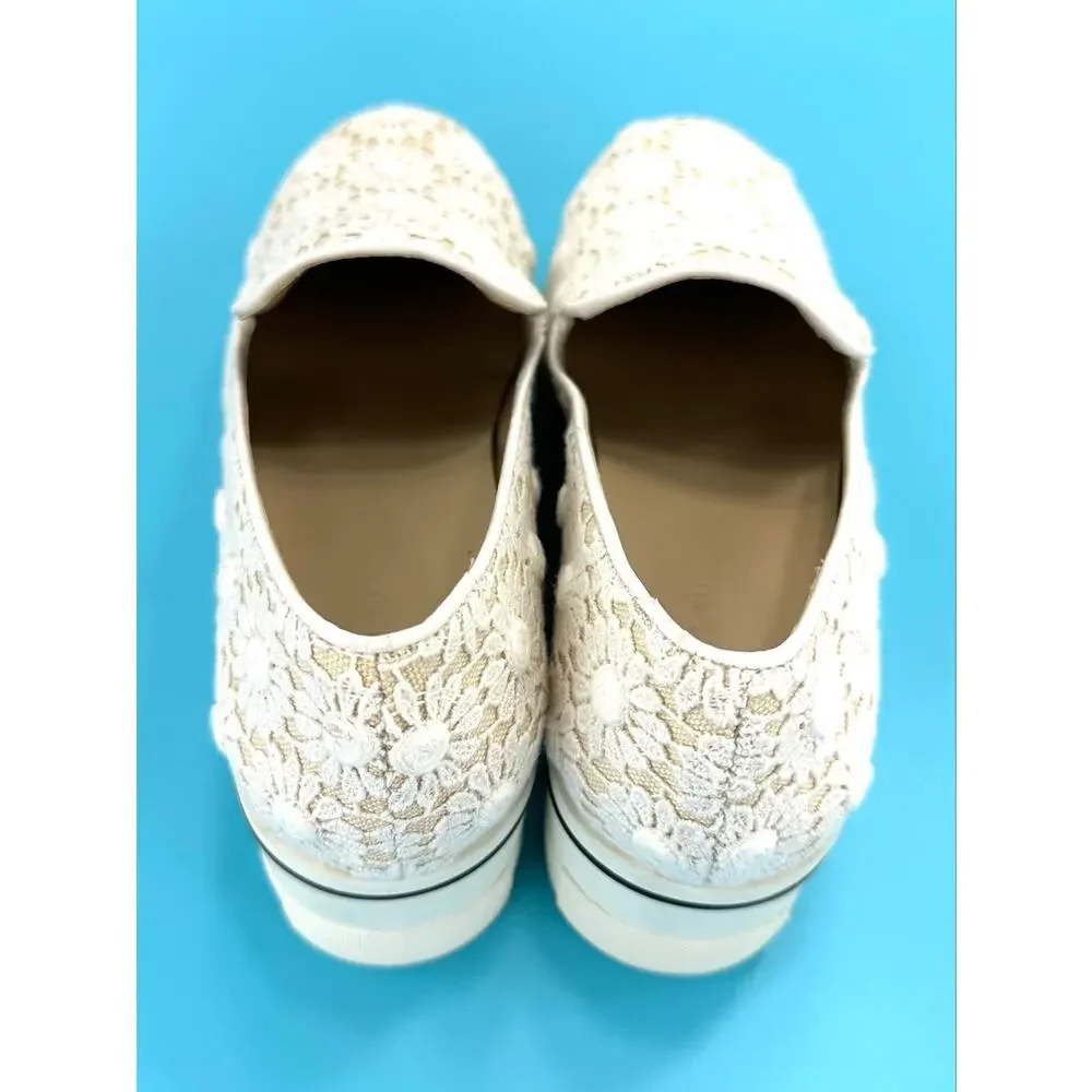 Stella McCartney Binx Platform Loafer Size 5/35 Tan/White Daisies Slip-On New